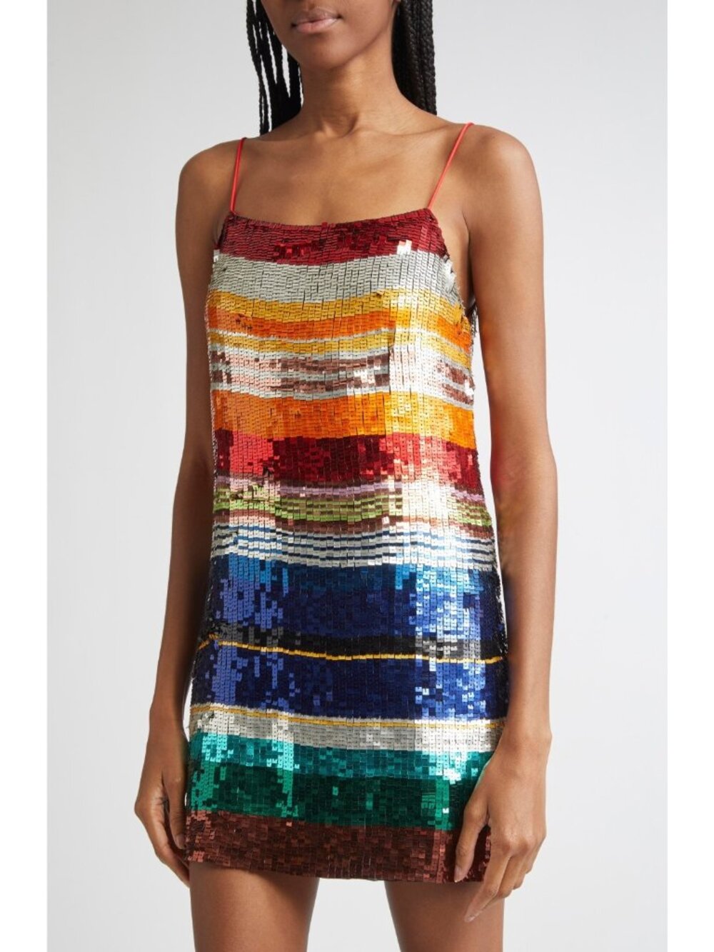 Alice + Olivia Bridget Women Rainbow Stripe Sequin Mini Dress Multicolor Size 8 - Picture 4 of 8